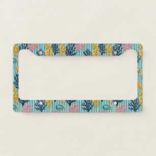 Colorful Coastal Sea Life Pattern (12) License Plate Frame