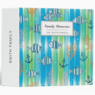 Colorful Coastal Sea Life Pattern (13) 3 Ring Binder