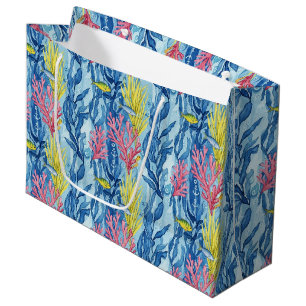 Colorful Coastal Sea Life Pattern (1) Large Gift Bag