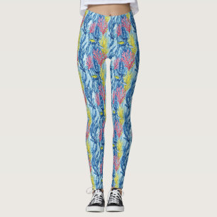 Colorful Coastal Sea Life Pattern (1) Leggings