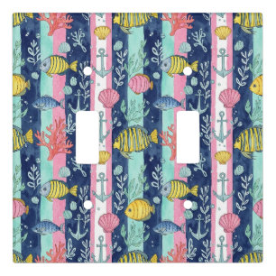 Colorful Coastal Sea Life Pattern (2) Light Switch Cover
