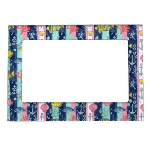 Colorful Coastal Sea Life Pattern (2) Magnetic Frame