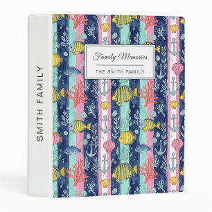 Colorful Coastal Sea Life Pattern (2) Mini Binder
