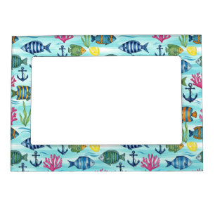Colorful Coastal Sea Life Pattern (3) Magnetic Frame