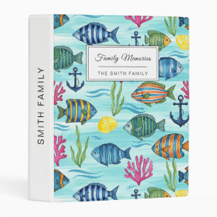 Colorful Coastal Sea Life Pattern (3) Mini Binder