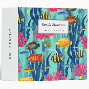 Colorful Coastal Sea Life Pattern (4) 3 Ring Binder