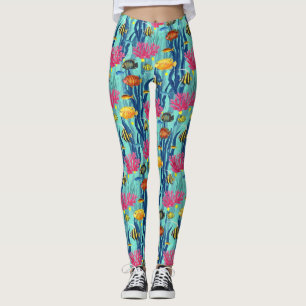 Colorful Coastal Sea Life Pattern (4) Leggings