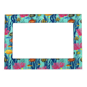 Colorful Coastal Sea Life Pattern (4) Magnetic Frame