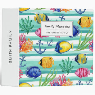 Colorful Coastal Sea Life Pattern (5) 3 Ring Binder