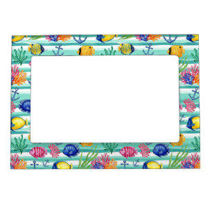Colorful Coastal Sea Life Pattern (5) Magnetic Frame