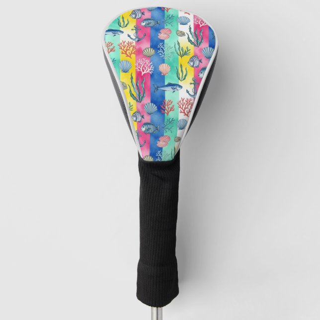 Colorful Coastal Sea Life Pattern (6) Golf Head Cover (Front)