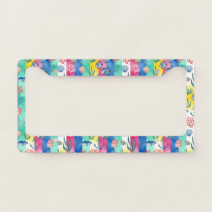Colorful Coastal Sea Life Pattern (6) License Plate Frame