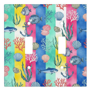Colorful Coastal Sea Life Pattern (6) Light Switch Cover