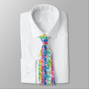 Colorful Coastal Sea Life Pattern (6) Neck Tie