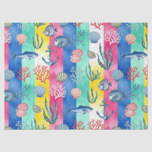 Colorful Coastal Sea Life Pattern (6) Tissue Paper