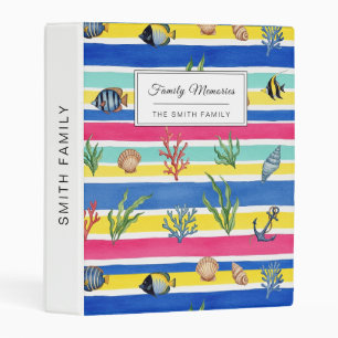Colorful Coastal Sea Life Pattern (7) Mini Binder