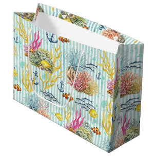 Colorful Coastal Sea Life Pattern (8) Large Gift Bag