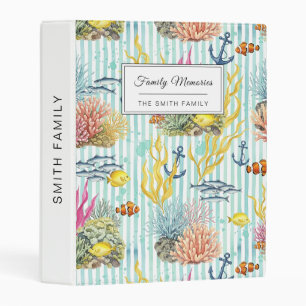 Colorful Coastal Sea Life Pattern (8) Mini Binder