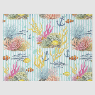 Colorful Coastal Sea Life Pattern (8) Tissue Paper