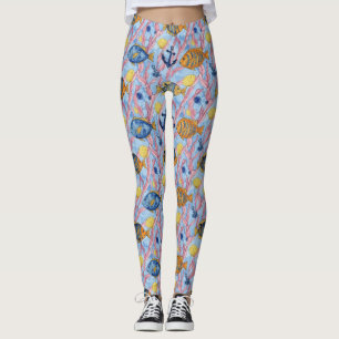 Colorful Coastal Sea Life Pattern (9) Leggings