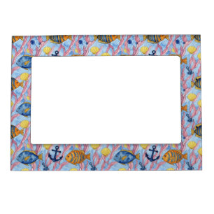 Colorful Coastal Sea Life Pattern (9) Magnetic Frame