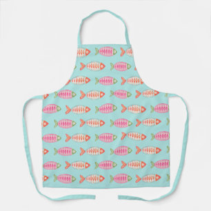 Colorful Coastal Summer Fish Pattern Apron