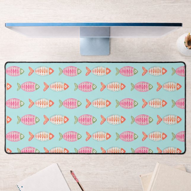 Colorful Coastal Summer Fish Pattern Desk Mat (Creator Uploaded)