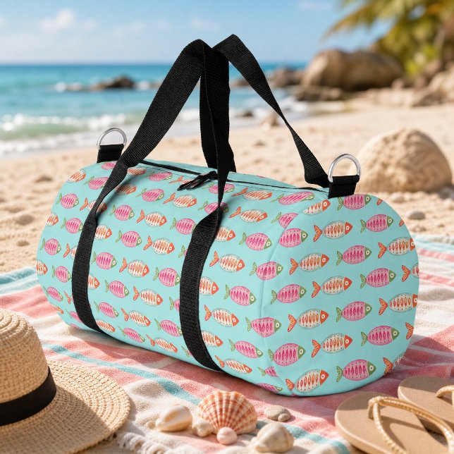Colorful Coastal Summer Fish Pattern Duffle Bag (Creator Uploaded)
