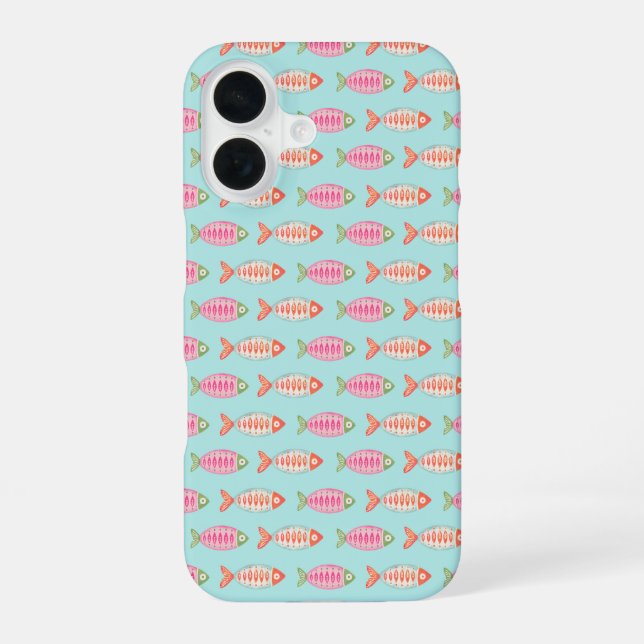 Colorful Coastal Summer Fish Pattern iPhone Case (Back)