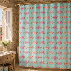 Colorful Coastal Summer Fish Pattern Shower Curtain