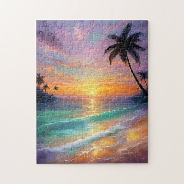 Colorful coastal sunset jigsaw puzzle (Vertical)
