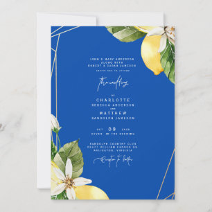 Colorful Cobalt Mediterranean Tropical Wedding Invitation