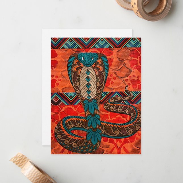 Colorful Cobra Note Card (Front/Back In Situ)