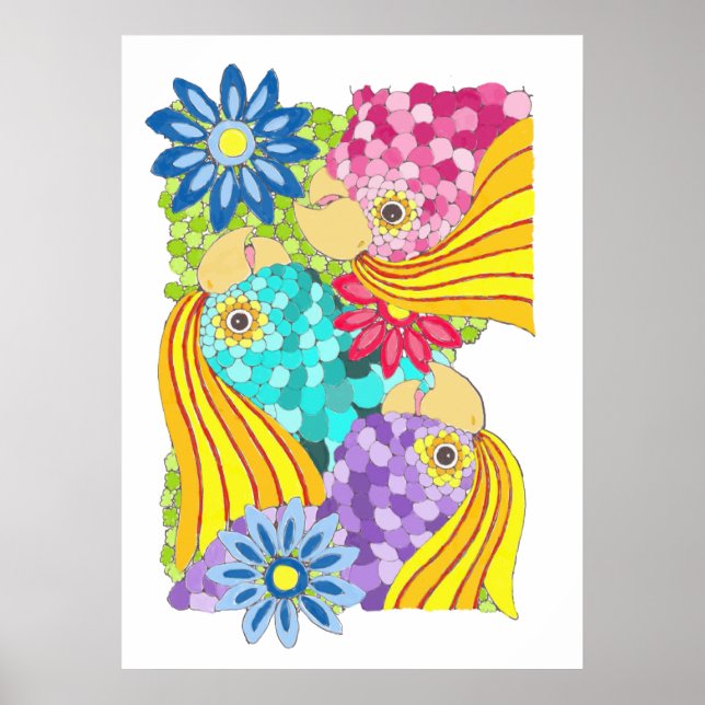 Colorful Cockatiel Poster (Front)