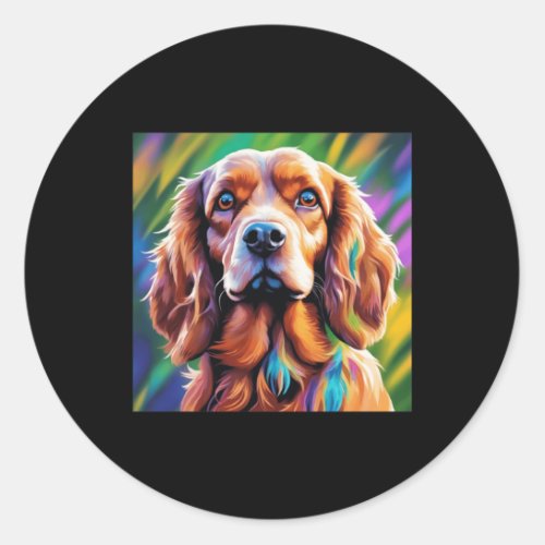 Colorful Cocker Dog Breed  Classic Round Sticker