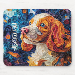 Colorful Cocker Spaniel Paper Quilling Portrait Mouse Pad