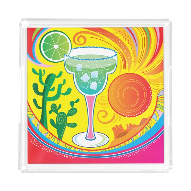Colorful Cocktail Acrylic Tray (Front)