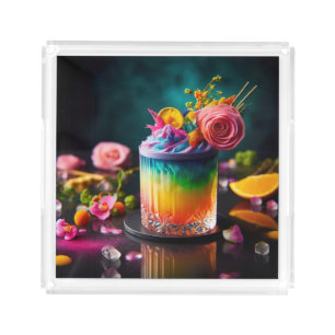 Colorful cocktail acrylic tray