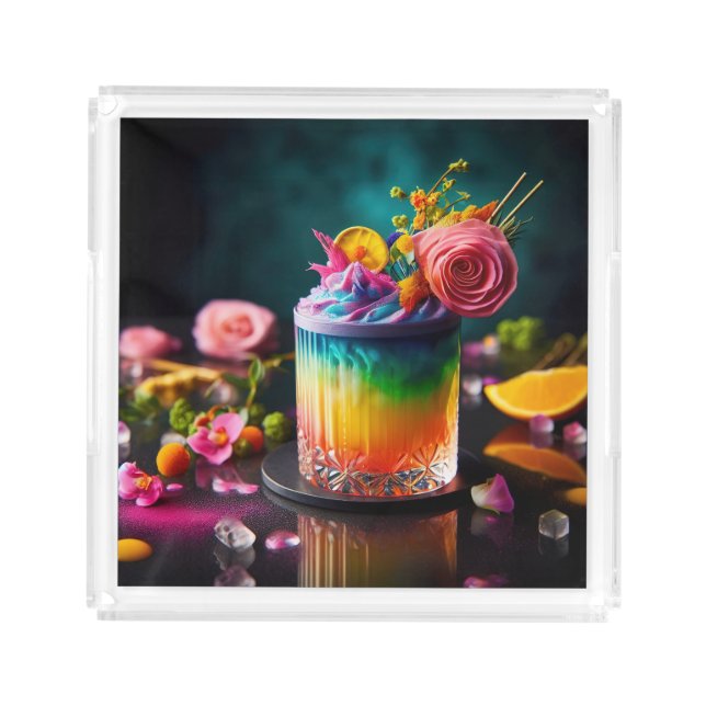 Colorful cocktail acrylic tray (Front)