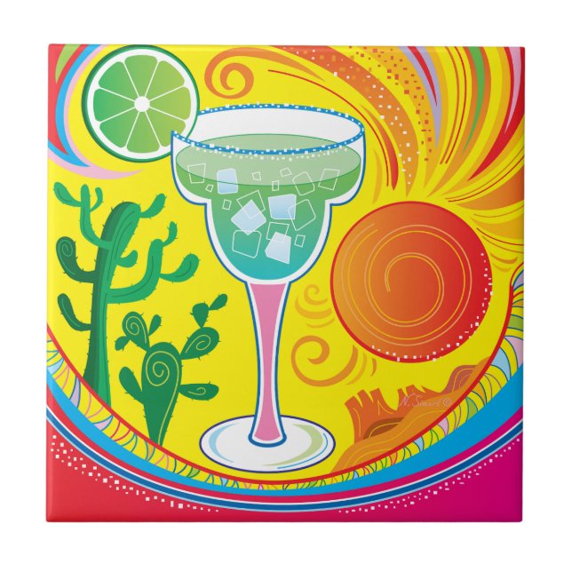 Colorful Cocktail Ceramic Tile (Front)