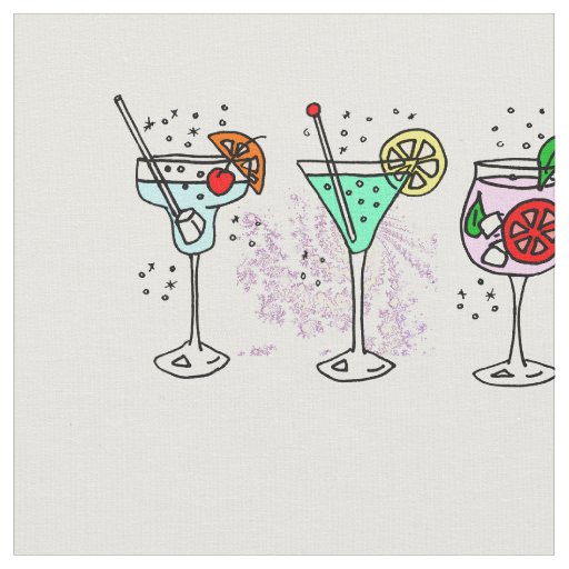 Colorful Cocktail Glasses Fabric