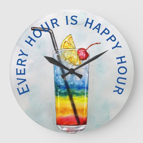 Colorful Cocktail Large Clock