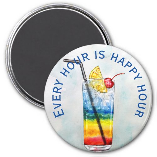 Colorful Cocktail Large Clock Magnet