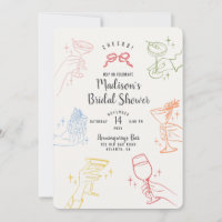 Colorful Cocktail Party Bridal Shower Party Invite