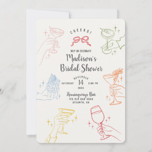 Colorful Cocktail Party Bridal Shower Party Invite
