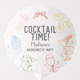 Colorful Cocktail Party Retro Bachelorette Party Balloon