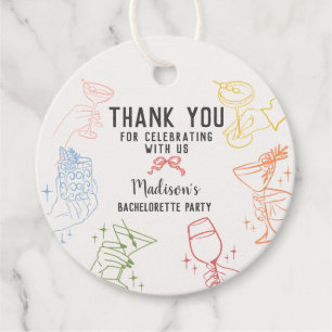 Colorful Cocktail Party Retro Bachelorette Party Favor Tags
