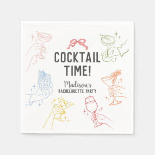 Colorful Cocktail Party Retro Bachelorette Party Napkins