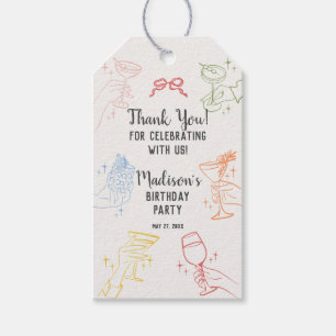 Colorful Cocktail Party Retro Birthday Favor Gift Tags