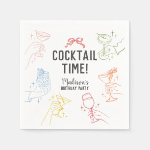 Colorful Cocktail Party Retro Birthday Party Napkins